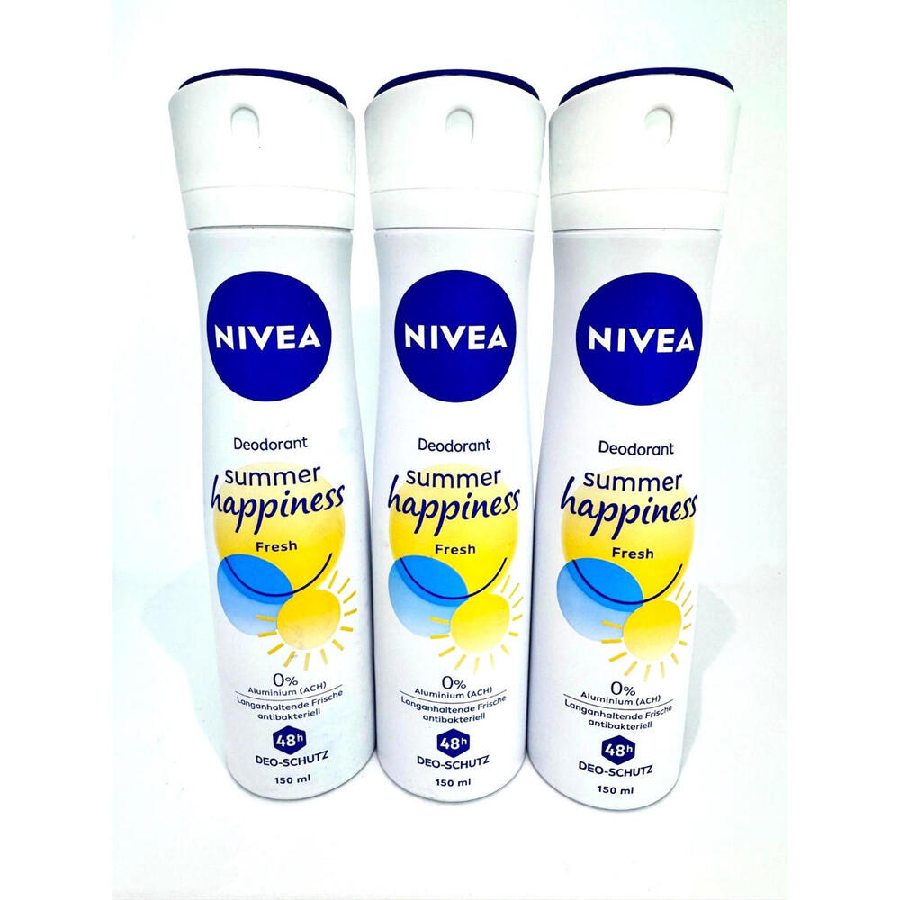 Nivea Summer Happiness 0% Aluminum deodorant 3 x 150ml spray FREE SHIPPING